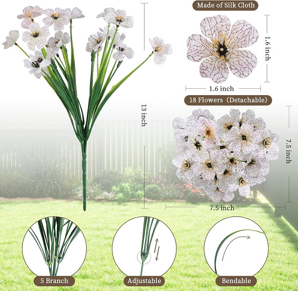 12 Bundles Artificial Flowers for Outdoors Fake Flowers Plants Spring Decor USA