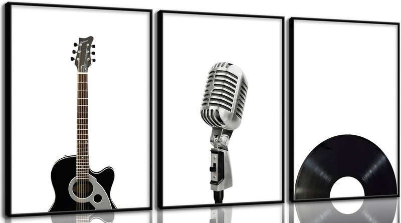 Black and White Music Canvas Wall Art Vintage Musical Instruments Posters Prints