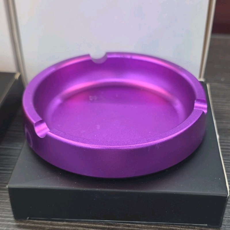 Purple Round Metal Ashtray with Matte Finish, Round Shape, Metal Material