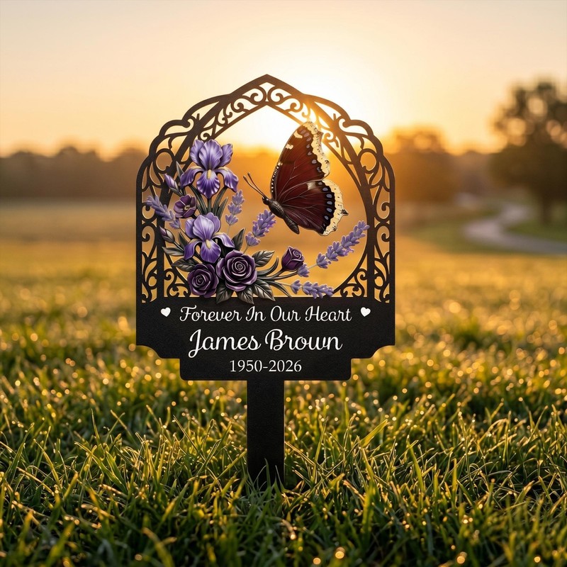 Custom Butterfly Memorial Garden Stake, Personalized Grave Marker Sympathy Gift