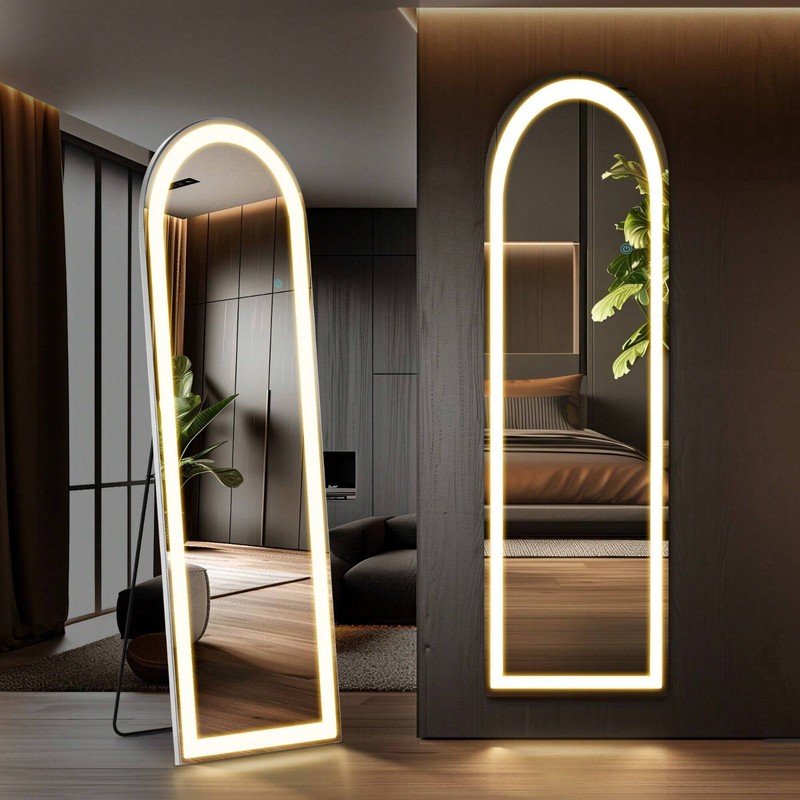 60″x16″ Arched Full Length LED Mirror Floor Wall Mounted Bedroom Dressing Room