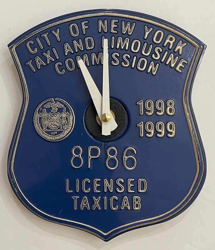 City of New York TLC Decommissioned Taxi Medallion 1998/1999 Clock