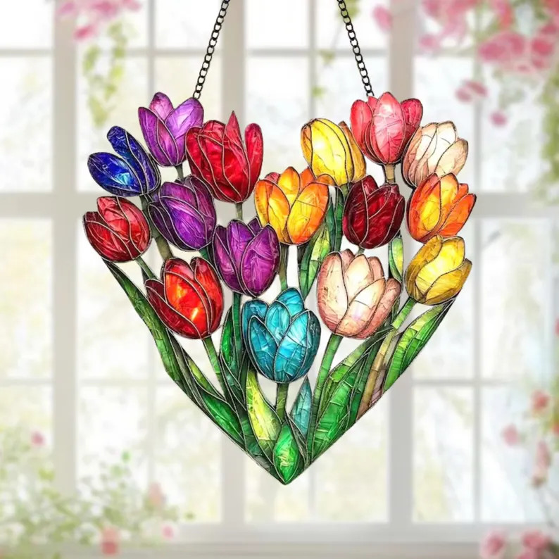 Heart Tulip Colorful Spring Suncatcher Acrylic gallery