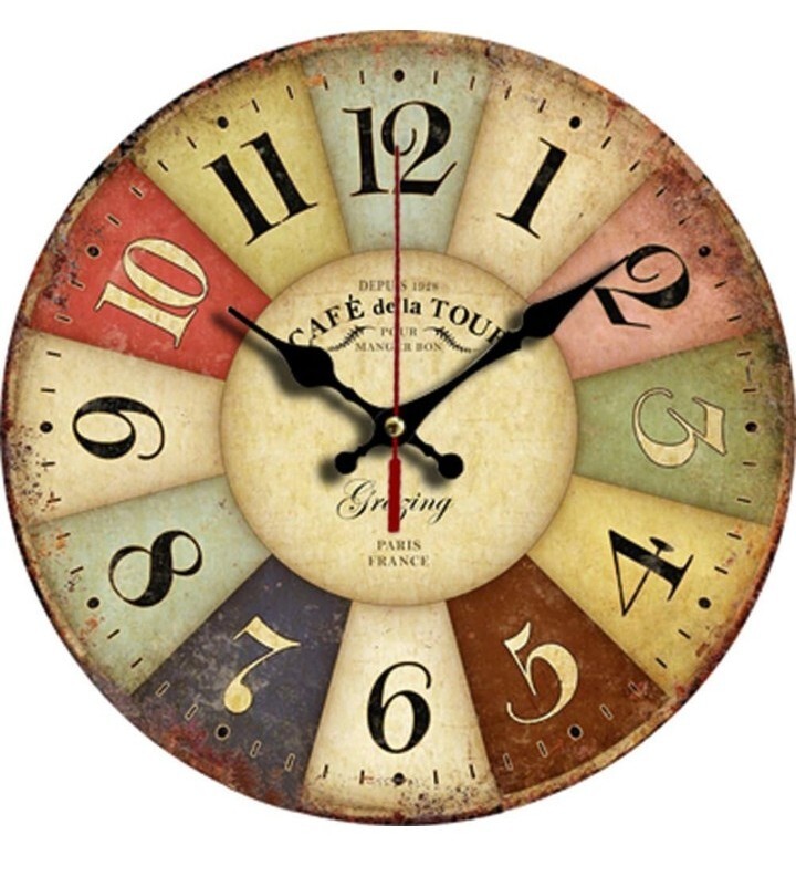 Grazing 12″ Vintage Arabic Numerals ,Shabby Beach, Weathered Beachy Boards Old
