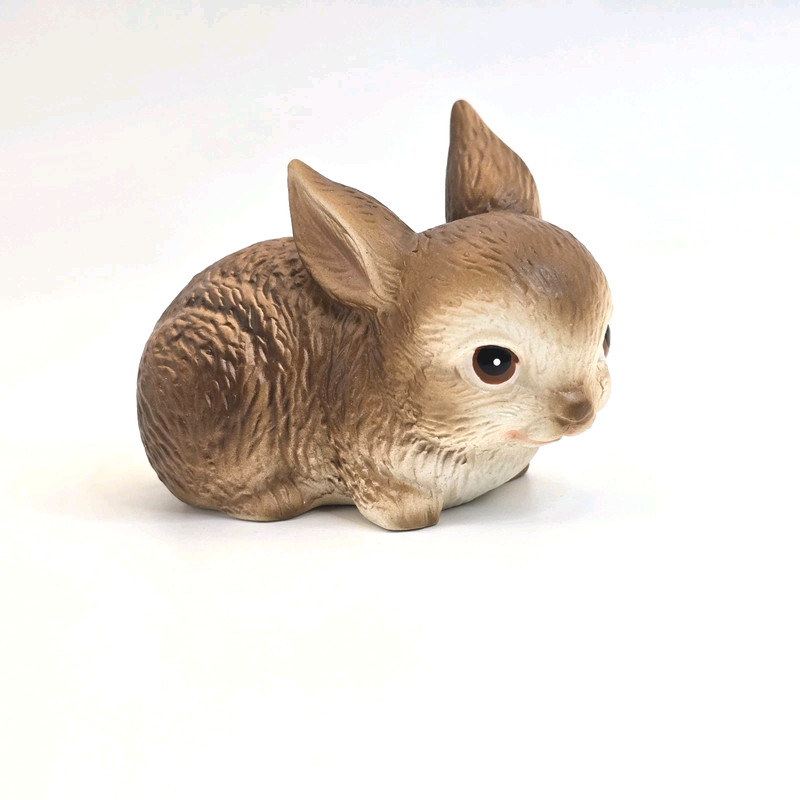 Adorable Vintage Lefton Ceramic Brown Baby Bunny Rabbit Figurine Trinket