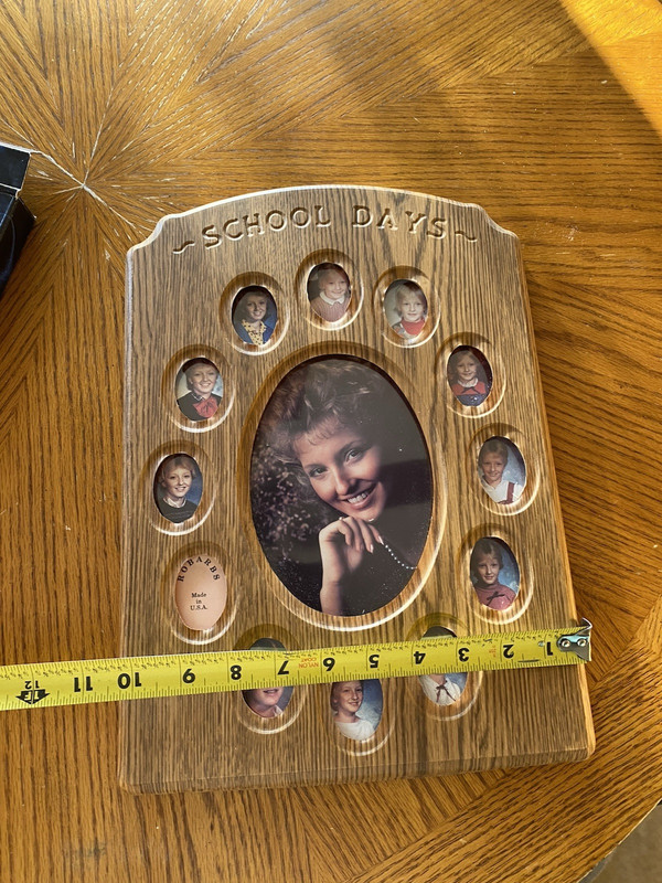 Robarb's SCHOOL DAYS Vintage 80s Solid Oak Wood Photo Frame Pre K - 12 Vintage gallery