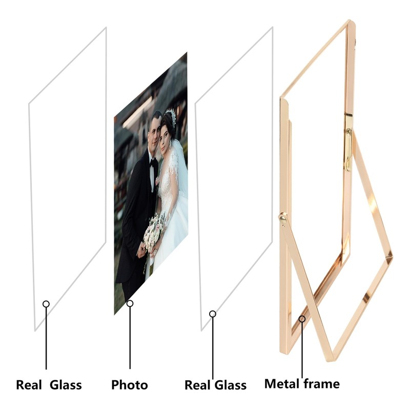 Gold 4x6'' Floating Picture Frame 2Pack,For Photo Sizes(2x3'',3.5x 5''),Beade... gallery