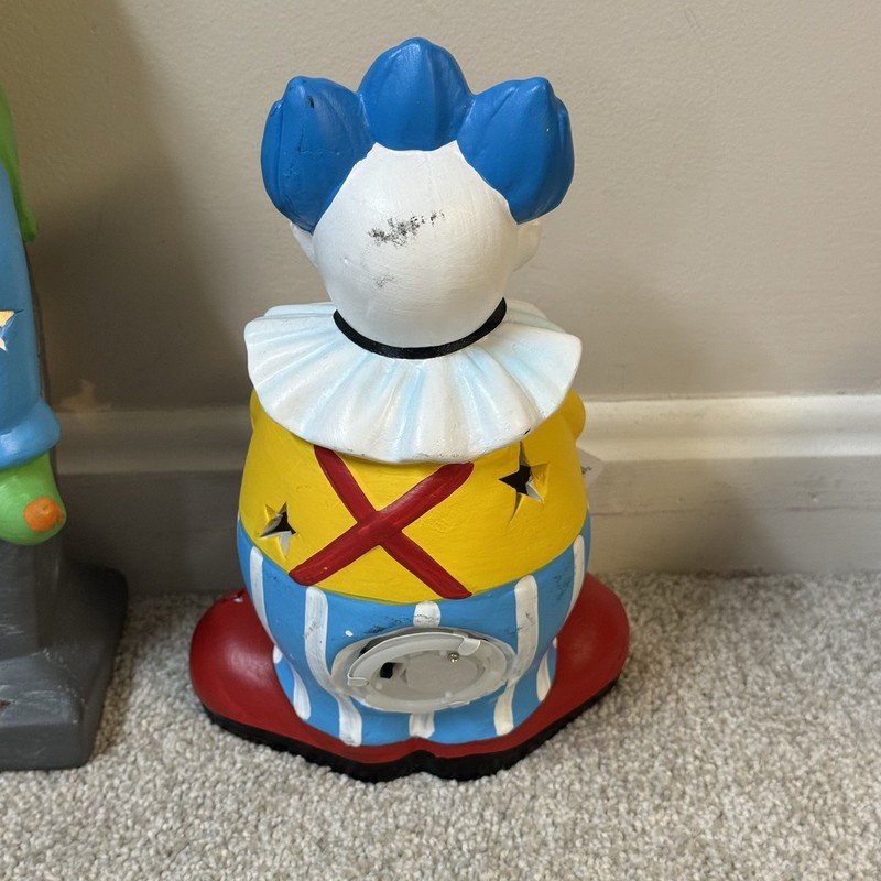 2 Rare Killer Clowns Halloween Decor Discontinued Light Up Table Circus Clown gallery