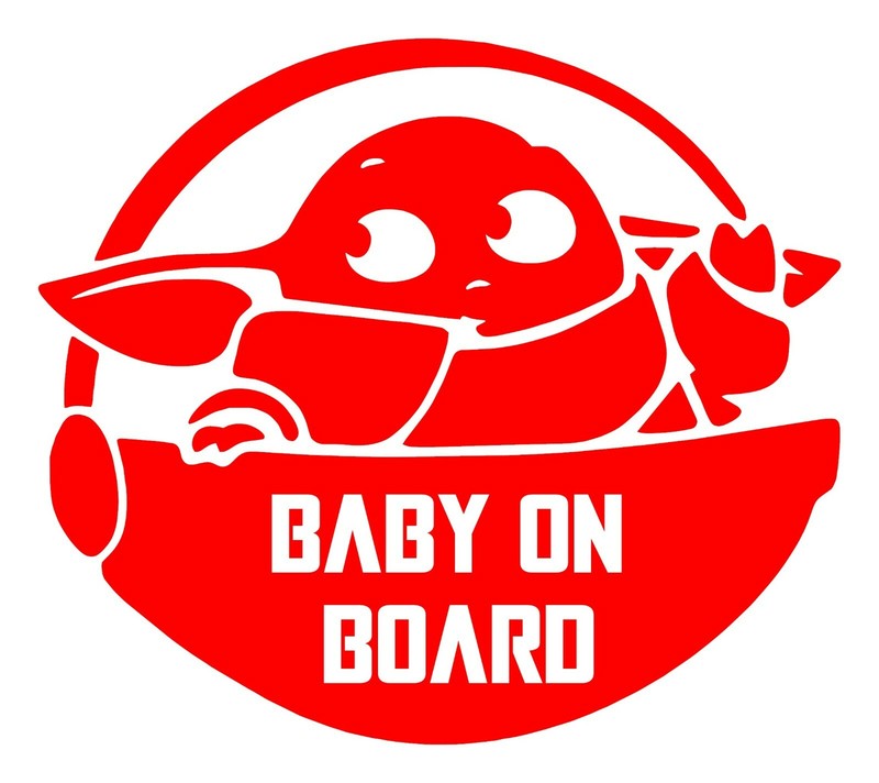 Baby on board die-cut vinyl sticker decal no background baby in car
