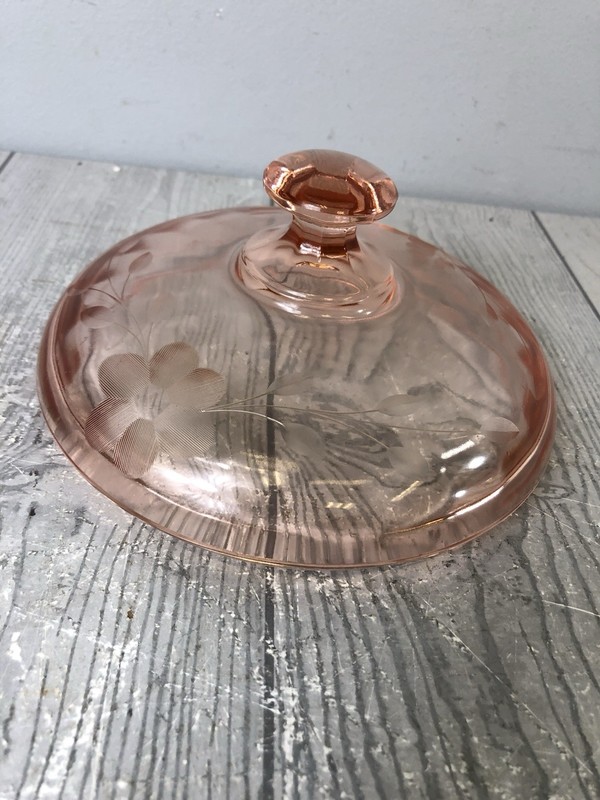 Light Pink Decorative Trinket Bowl for Home Decor - Floral Designs - W/ Lid gallery