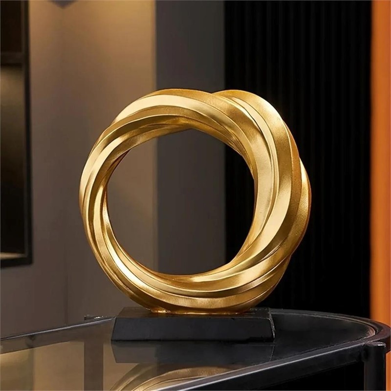 House of Avana Gold Resin Circle Sculpture Elegant Home Decor gallery