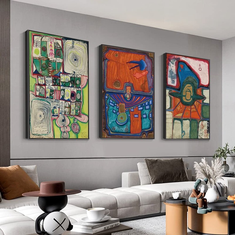Aesthetic Abstract Canvas Framed Wall Art Large Size 24″ X 16″ X 3 Pieces Mod…