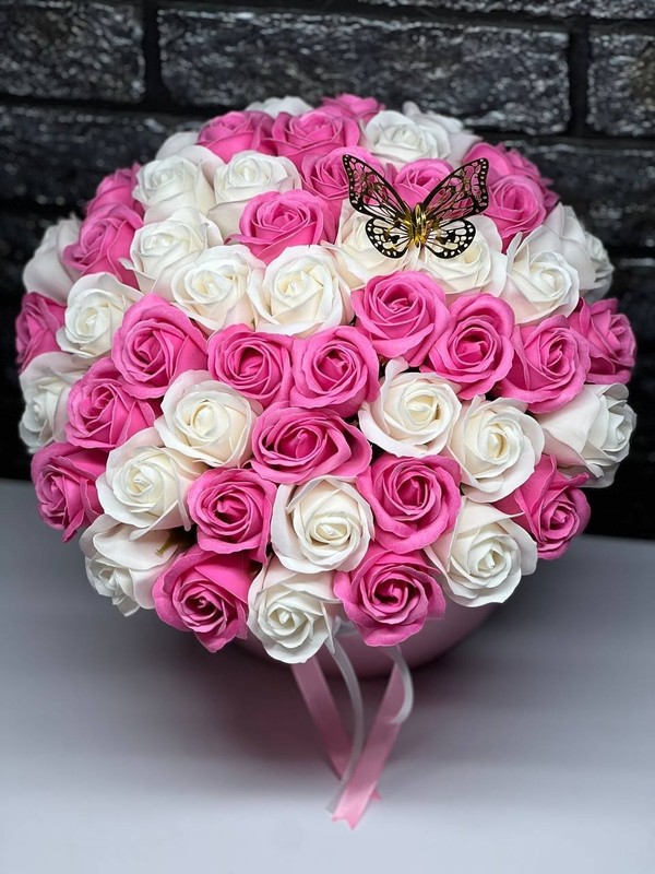 Soap Flower Box 51 Roses – Round Box Luxury Gift