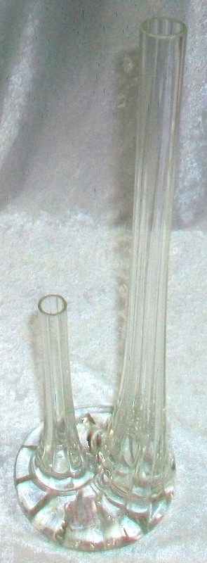 Vintage Mid Century MCM Clear Crystal Glass Double Long Stem Rose Bud Vase Italy gallery