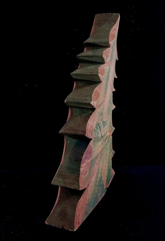 Green Painted 10" Carved Wood Leaning Pine Tree Decoration Xmas & Other 10x7x1.5 gallery