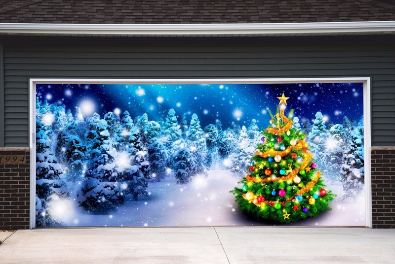Christmas Garage Door Murals Banners Cover New Year Decor Home Billboard GD109