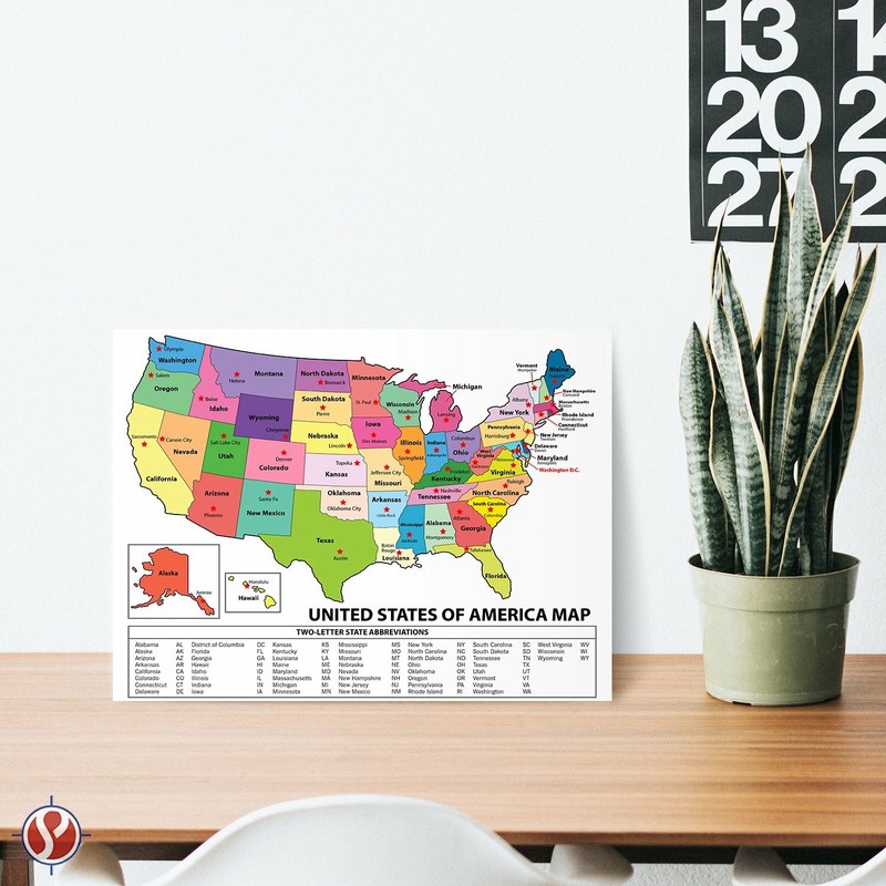 United States Map - USA Poster, US Educational Map - 8.5 x 11 - 10 Per pack gallery