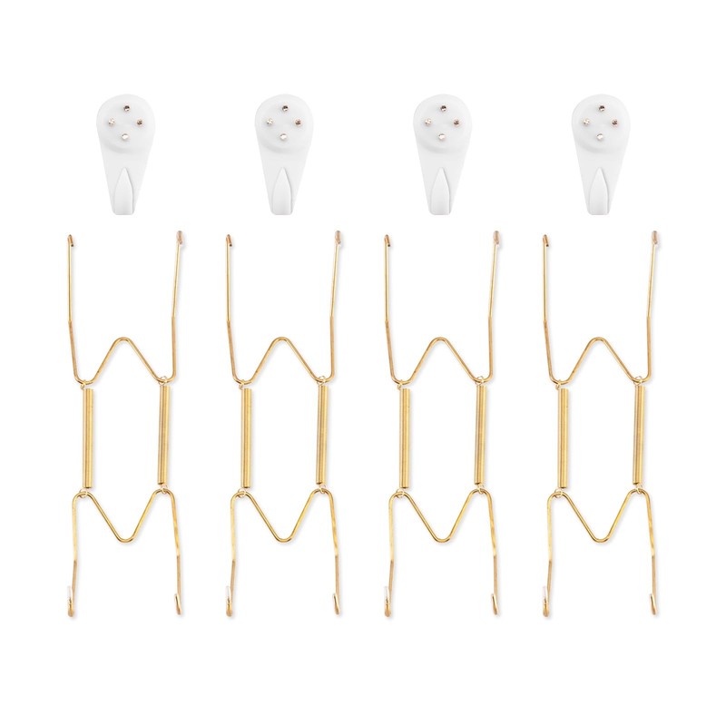 4 Pack HeavyDuty Stainless Steel Plate Hangers 810 Inch Gold for Wall Display