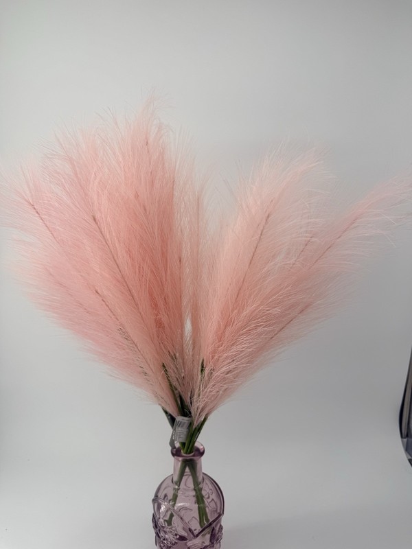 Pink Pampas Grass Decor Tall Faux Pampas Grass Large 3 Stems Pink Color 43''