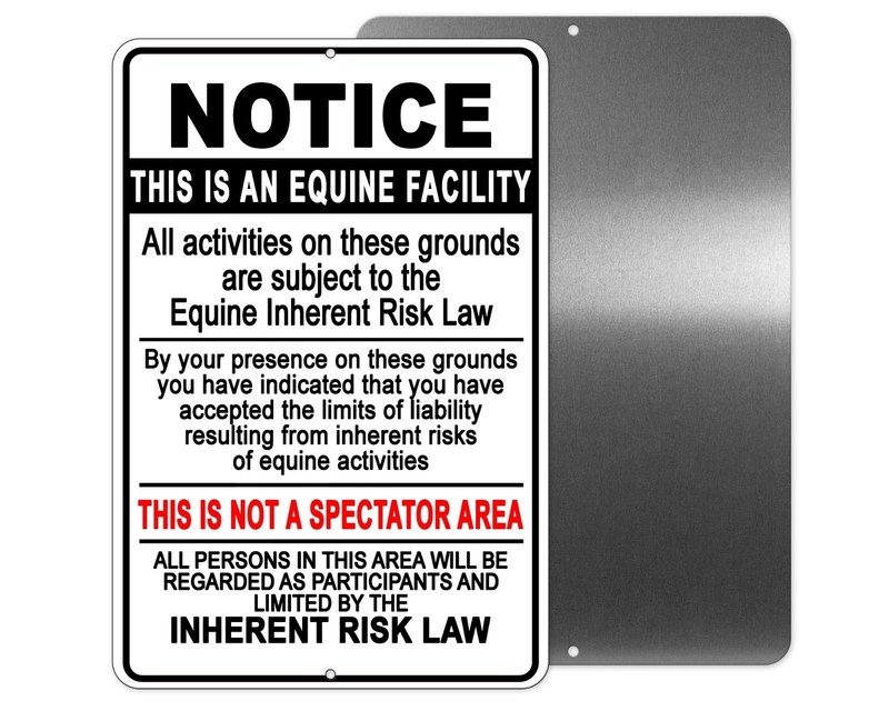Equine Facility Inherent Risk Law Sign Decal Magnetic Sign Horses Stable FM008