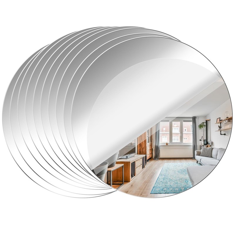 Acrylic Round Mirrors Self Adhesive Non Glass Mirror Wall Sticker Decals 4 inch