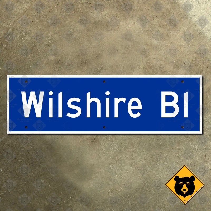 Los Angeles California Wilshire Boulevard Blvd street road sign 1973 30×9