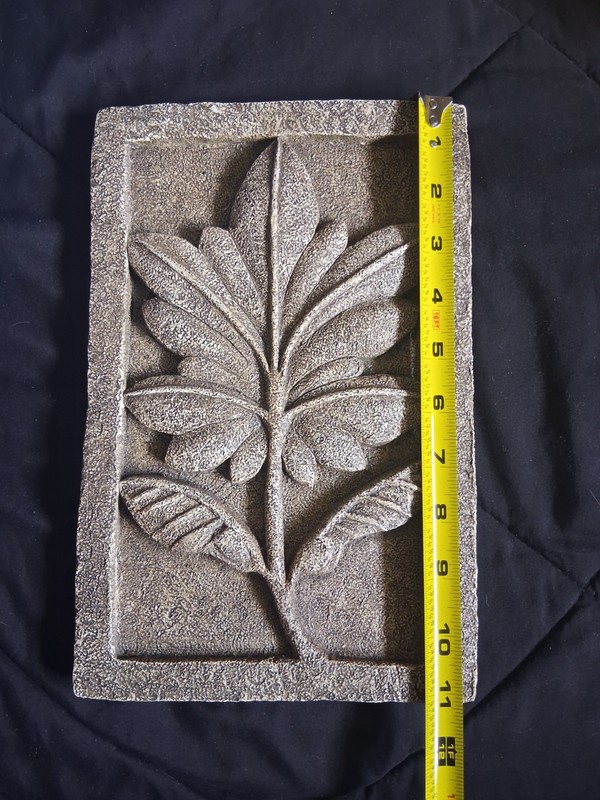 Hermitage Botanical Leaf Relief Stone Wall Plaque Gray Rectangle Vertical 11x8in gallery