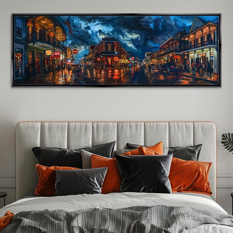 French Quarter Canvas Panoramic Bourbon Street Wall Art Gallery Wrapped