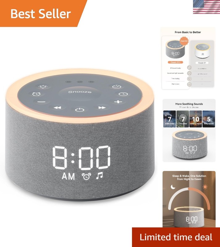D1+ Sleep Aid: 29 Sounds, Alarm Clock & Adjustable Brightness for Sweet Dreams
