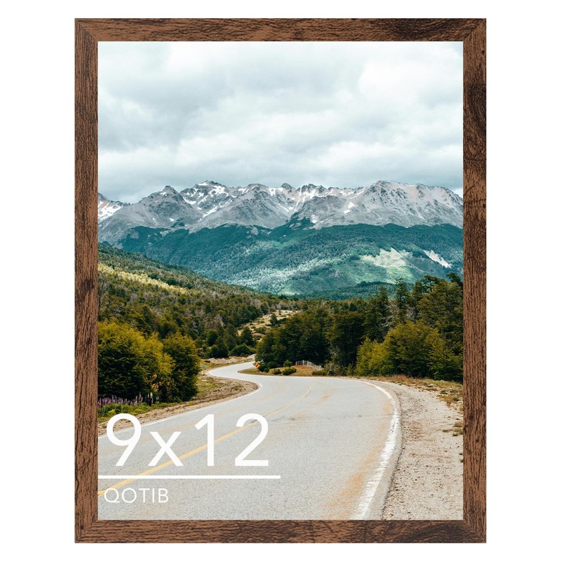 Deep Brown 9×12 Wood Picture Frame for Wall or Tabletop, Horizontal/Vertical