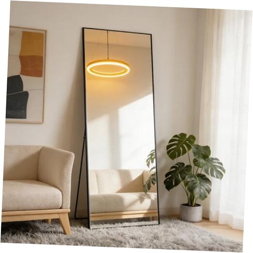 Full Length Mirror, Full Body Floor Mirror with 64″L x 21″W Black-rectangular