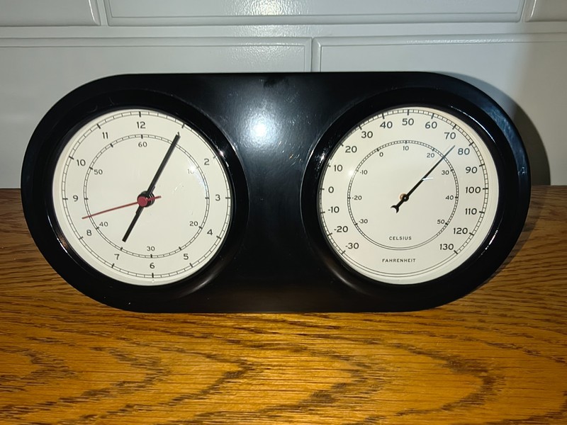 WALL CLOCK w/ THERMOMETER …RARE . Vertical or Horizontal Mount