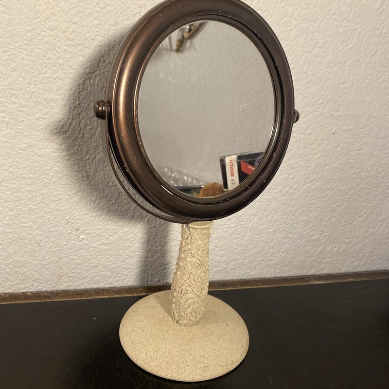 Miroir Double Face 6”in Mirror 13” In H Ceramic Pedestal