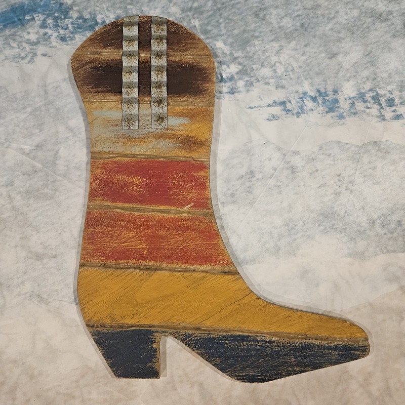 Large Rustic Cowboy Boot Wall Decor Wood Farmhouse Western Wall Hanging