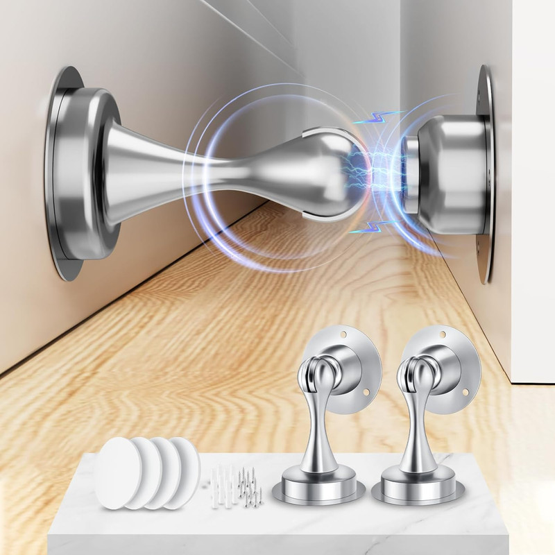 Magnetic Door Stopper - 2 Pack - Stainless Steel Door Stoppers for Bottom of Doo gallery