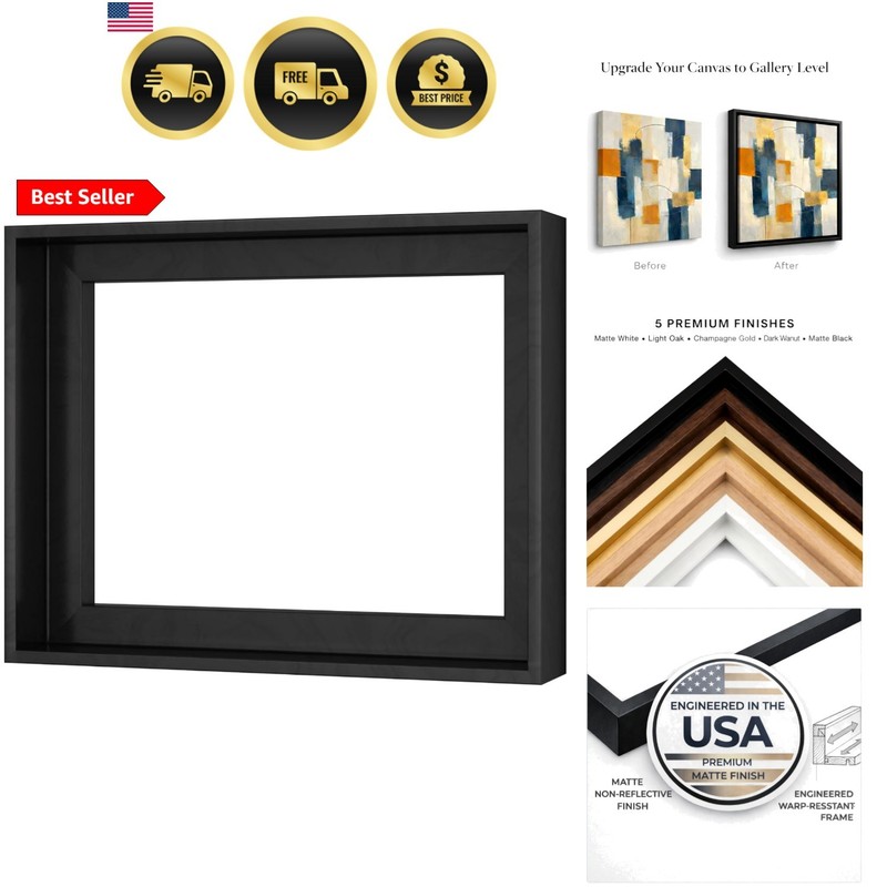 8x12 Canvas Floater Frame, Fits 1.25" Deep Art 0.75" Compatible, Proudly , Pr...