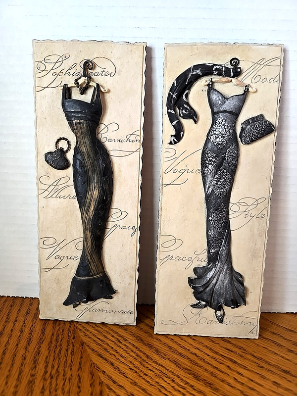 Set Of 2 Slate Fashion Wall Decor~~ 8-3/4 in x 3-1/5 in