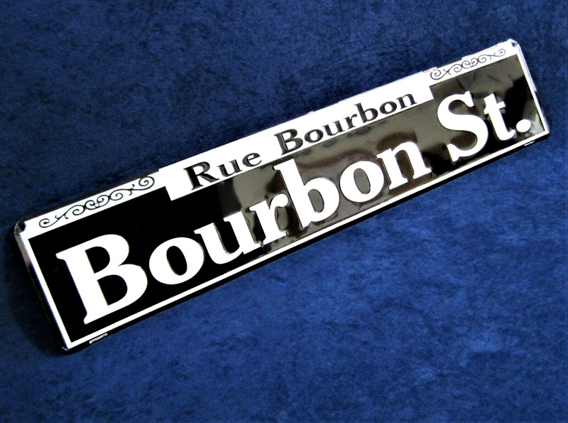 BOURBON STREET -*US MADE*- 24″ Embossed Metal – Sign Man Cave Garage Bar Décor