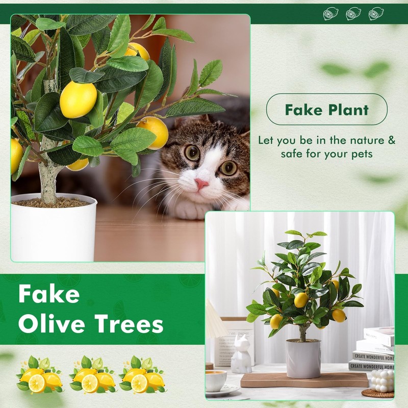 Giegxin 2 Pcs Artificial Lemon Tree 15.7 Inches Fake Artificial Potted Plants... gallery