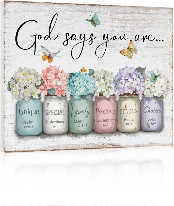 Inspirational Bible Verse Wall Art: God Says You Are Wall Sayings Flowers in Mas