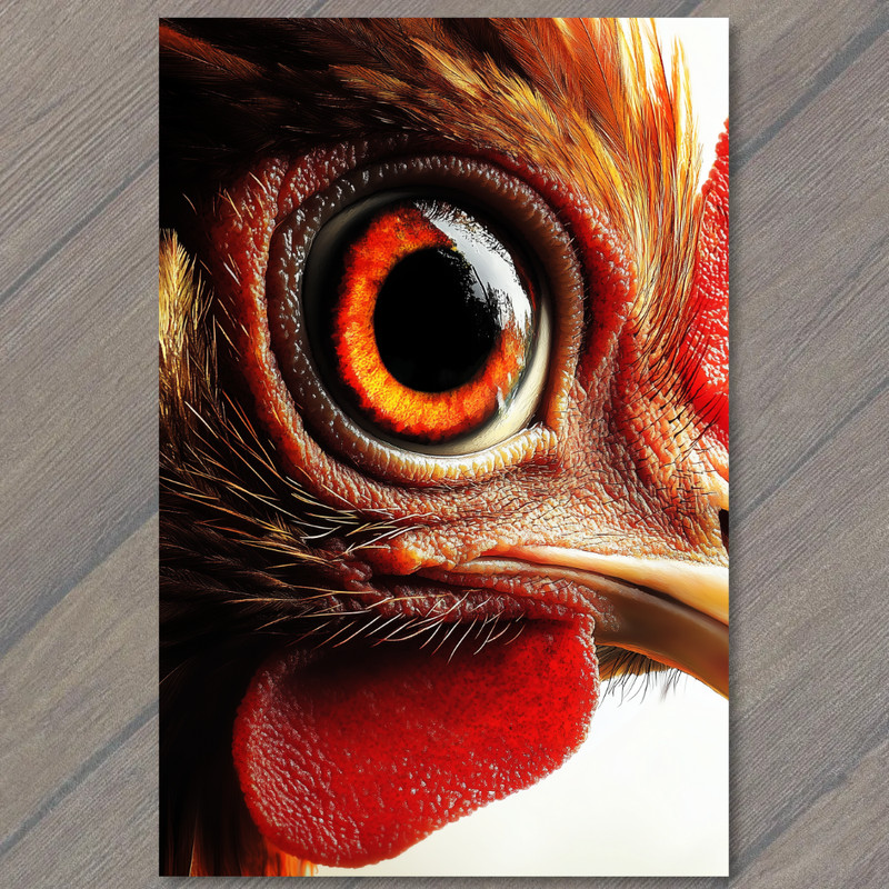 Art Print Chicken Close-Up Stunning Poultry Human Eye Detail Weird Strange Cree