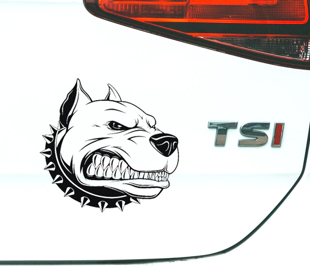 Bulldog Car Decal Angry Dog Bumper Sticker Back Window Removable 6×5 in