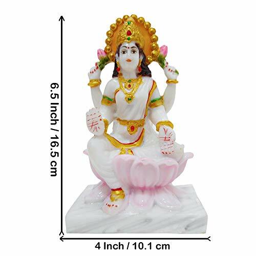 Marble Dust Maa Laxmi Goddess Lakshmi- White 6.5 Inches Idol Statue Figurine gallery