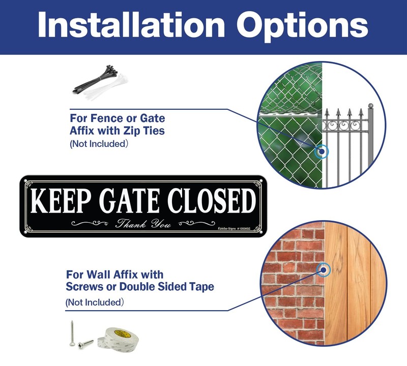 Keep Gate Closed Sign, 4-Pack 12 x 3 Inch Reflective Rust Free Aluminum, UV gallery