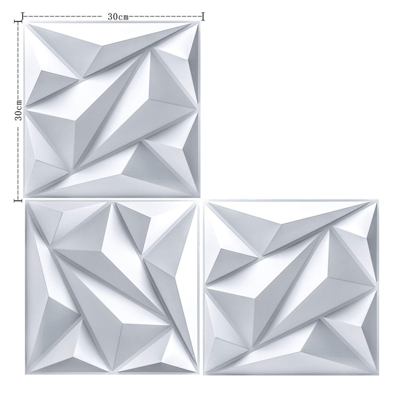 12pcs 3D Wall Panels Decorative PVC Wall Panels Boards 30*30cm Square White gallery