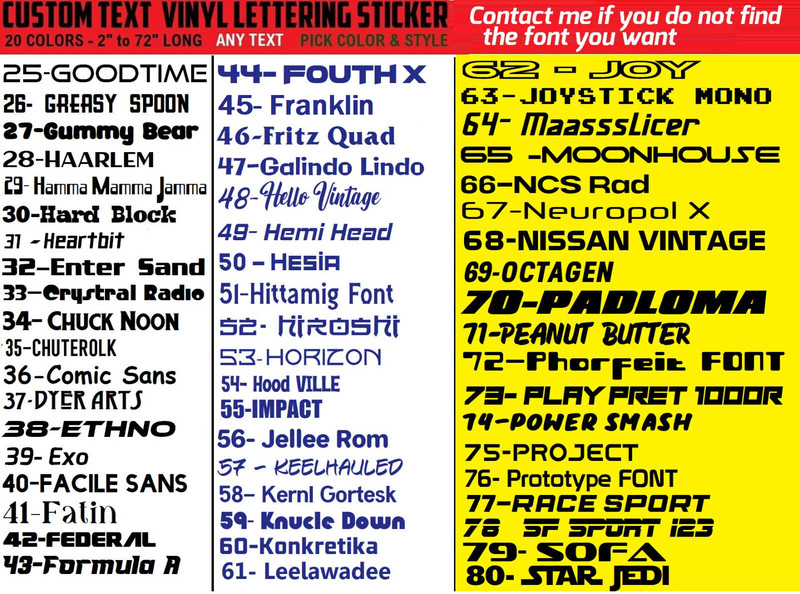 Custom Text Vinyl Lettering Sticker Decal Personalized ANY TEXT - ANY NAME [A16 gallery