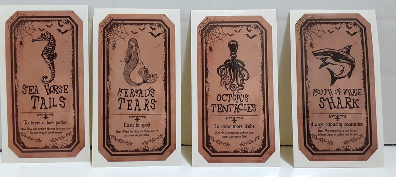 4 Halloween Apothecary Jar Potion Bottle Labels Vinyl Craft Decal Stickers (1)