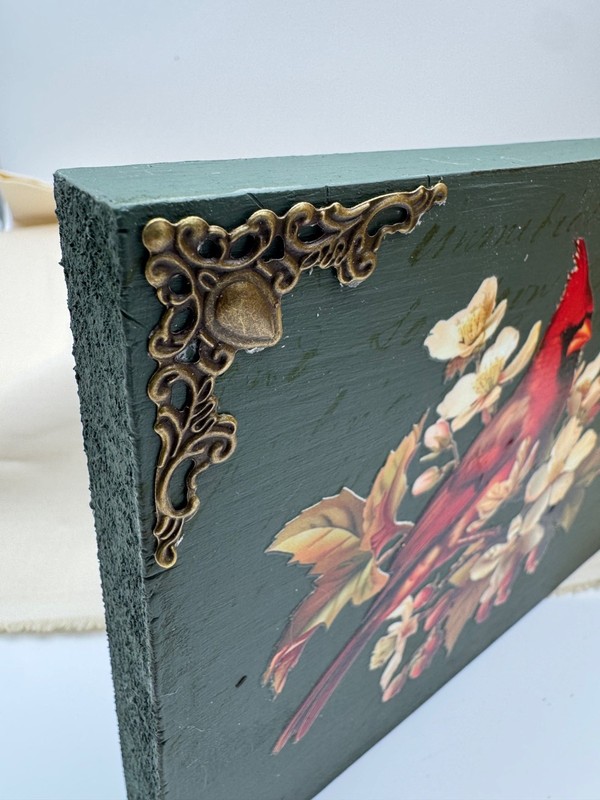 Handcrafted Cardinal Wall Hanging Bird Decor Briar Patch Green Ready to Hang 5.5 gallery