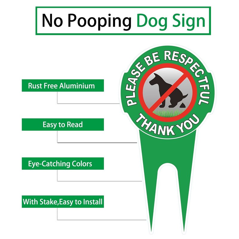 2 Pack No Poop Dog Sign With Stake 12" x 6",Double Sided No Pooping Dog Sign ... gallery