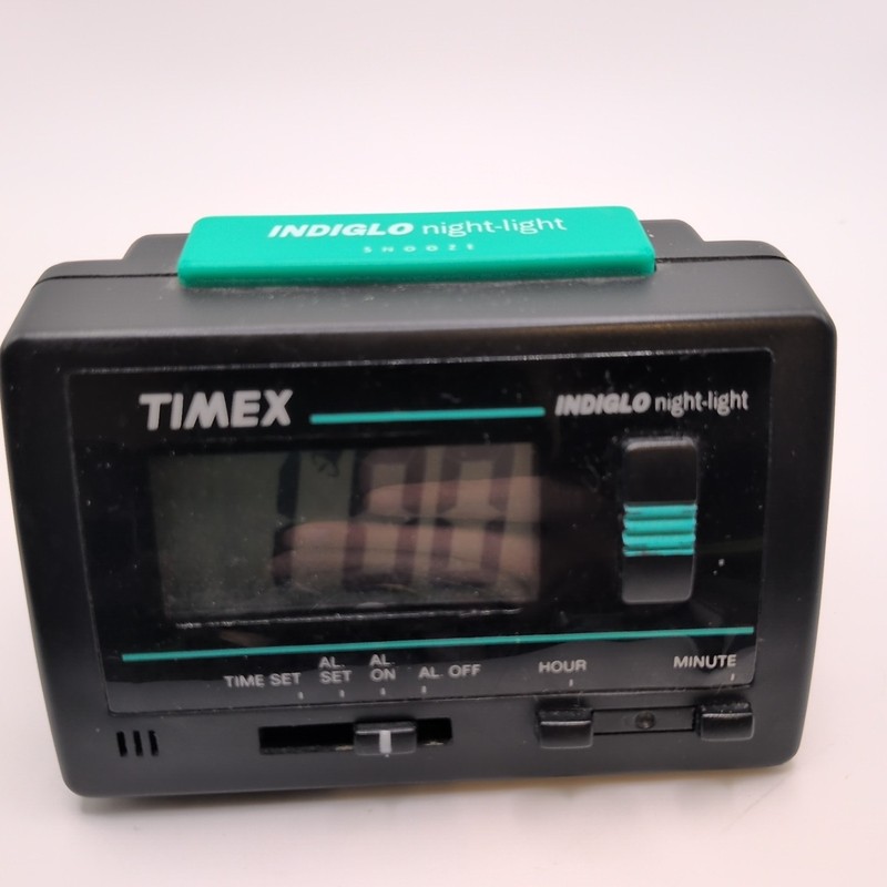 Vtg Timex Indiglo Blue Night Light Travel Digital Alarm Clock Tested Working